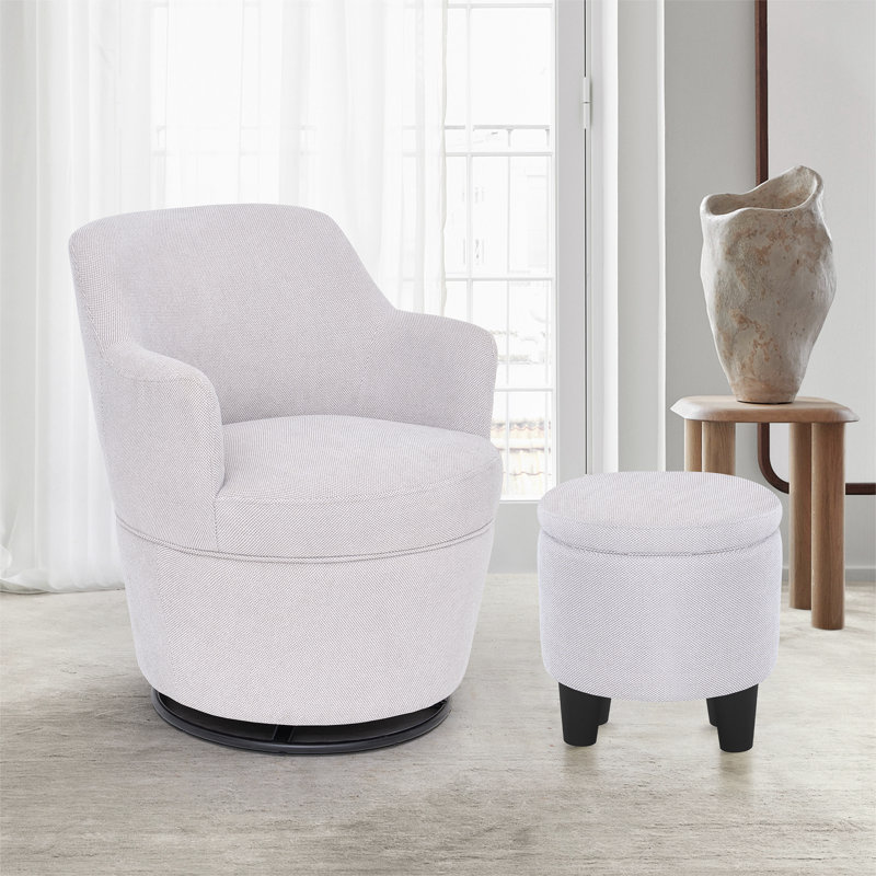 Ebern Designs 360° Modern Swivel Accent Chairs Fabric Barrel Living ...